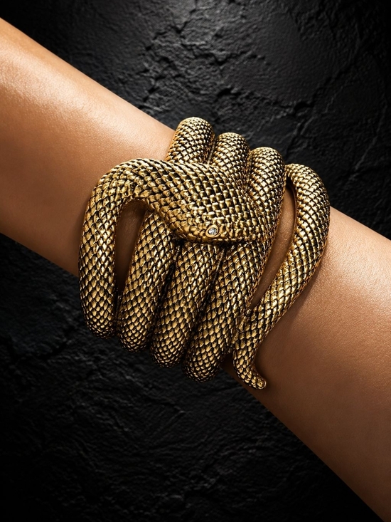 Anthropologie Jewelry - Vintage Gold Snake Coil Bracelet